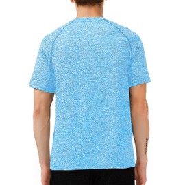 ALAVIKING Workout Shirts for Men Quick Dry Gym Athletic Running T Shirts Fitted Casual Short Sleeve Sports Active Crew Neck Tee Tops (Light blue-2xl)