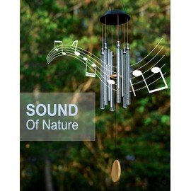 Solar Wind Chimes for Outside, DesGully 6 LED Tubes Color Changing Outdoor Clearance Unique Garden Decor Colorful Patio, Gifts for Her/Him (37" Long)