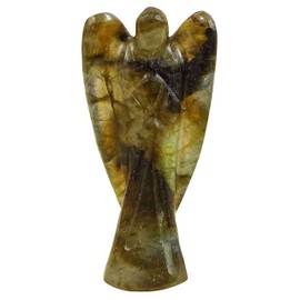 REIKIERA By Conchshell Hand Carved Pocket Crystal Guardian Labradorite Angel Healing Reiki Figurines Statue With Gift Box- Choose Size