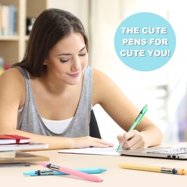 Mutsitaz 10 Pcs Retractable Gel Ink Pens 0.5mm Black Ink, Smooth Writing Cute Pens, Pastel Gel Pens for School Office Gift Supplies