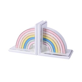 NIKKY HOME Metal Rainbow Book Ends Non-Skid Cute Bookends Book Stoppers for Girls Home Children's Room Classroom Nursery Decor