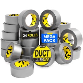 24-Pack Duct Tape - Heavy Duty, Waterproof - 90 Ft x 2 in - Silver, Flexible, No Residue, Easy Tear, All-Weather, Duct Tape Bulk Value for Outdoor Use, DIY, School, Office, B2B, Repairs, Crafts