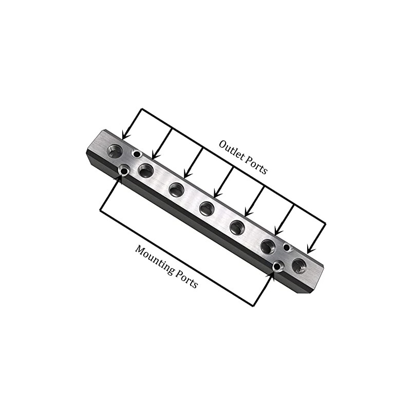 XMHF 7 Way Aluminum Alloy Pneumatic Manifold Air Distribution Block,