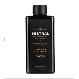 Mistral Extra-Rich Body Wash, Mahogany Rum Scent, 13.5 fl oz, pH Balanced Formula with Aloe Vera and Ginseng