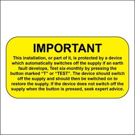 40 RCD Test Labels Yellow Electrical Safety Stickers - 50mm x 25mm (40 Pack)