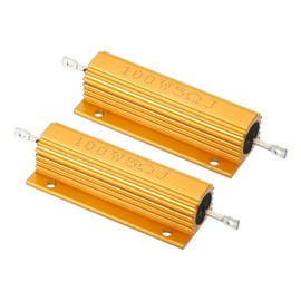 PATIKIL 2pcs 100W 5ohm Aluminium Case Resistor Housing Wire Resistors Screw Tap Power Resistor Gold Tone