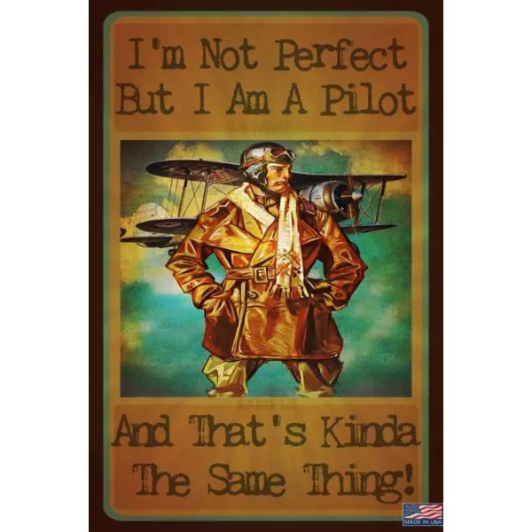 Handmade NOT PERFECT PILOT METAL SIGN 8X12 MADE IN USA!