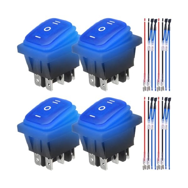 MKBKLLJY MKBKLLJY 4Pcs Blue LED Light Illuminated Polarity Reverse Switch