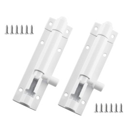 BokWin 2Pcs 3 Inch White Solid Aluminium Slide Bolt Latch, Mini Door Barrel Bolts Latches, Solid Aluminium Thickened 1.3mm Security Gate Sliding Latch Lock with 12 Screws
