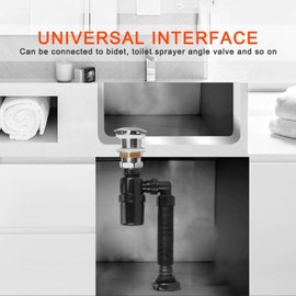 Universal Wash Basin Waste Bin, Round Decorative P Siphon with Extra Long Extension Tube, Matt Black for Bathroom, Wash, Basin, Basin Container