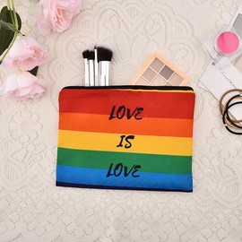 yaozeio Rainbow Pride Makeup Bag for Women Men LGBQT Colorful Canvas Cosmetic Bag for Couple Friend Gay Anniversary Birthday Gifts for Boyfriend Girlfriend Sister Brother Colorful Pride Gift Bags