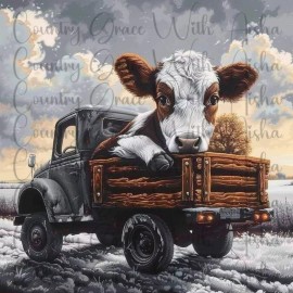 Handmade 20oz Skinny Tumbler Sublimation Transfer Old Truck Cow Ready To Press