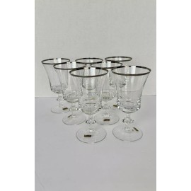 Gorham Lot Of 7 First Lady Reizart Europa Crystal Platinum Rim Wine/Water Goblets