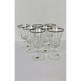 Gorham Lot Of 7 First Lady Reizart Europa Crystal Platinum Rim Wine/Water Goblets