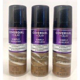 COVERGIRL Pack of 3 - COVERGIRL + Olay Simply Ageless Foundation in 275 Soft Sable NEW