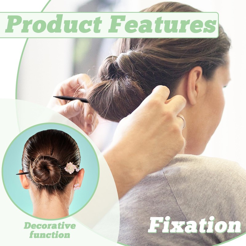 Yitexin 8 Stück Retro Holz Haarnadeln für Dutts, Haarstäbchen mit