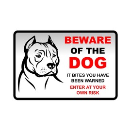 Safety First Display LTD Beware of the dog it bites you have been warned dog sign - 1.2mm Rigid plastic for indoor/outdoor usage (300mm x 200mm) Viewing Distance within 7m.