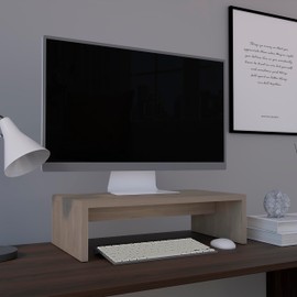 Strawberry Fairy Monitor Stand Riser for Desk, Ergonomic Laptop Stand, Light Gray, Multi-Use for Monitors and Printers