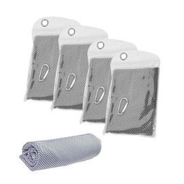 Cooling Towels 4-Pack, 100 x 30 cm Ice Sports Towels, Soft Breathable Microfiber for Fitness, Yoga, Gym Workouts, Golf, Camping, and Outdoor Activities (Grey)