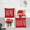 Set of 4 Rose Pillow Covers 12x12 Red Spring Summer