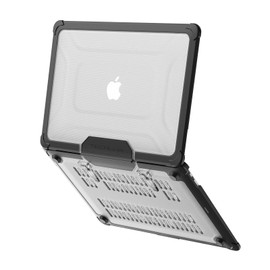 TECHGEAR Case Compatible for MacBook Air 13 inch 2020/2019/2018 Protective Snap-On Tough Hard Shell Cover with Kick Stand for Model A2337 (M1) / A2179 / A1932 Clear Shockproof Tough Case - Black
