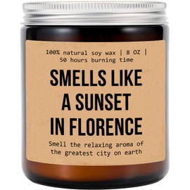 Smells Like A Sunset in Florence Italy Candle - Florence Decoration Candle - Florence Italy Gift - Study Abroad Italy - Aromatherapy Glass Candle Jar - Non-Toxic Ingredients