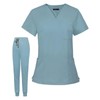 Baoblaze Female Scrub Set, Short Sleeves v Neckline Top and