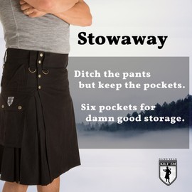 Damn Near Kilt 'Em Men's Stowaway Utility Kilt X-Large Khaki