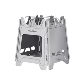 Ti artisan Wood Burning Stove Stainless Steel Foldable Camping Backpacking Stove Portable Wood Alcohol Stove for Outdoor Camping Picnic BBQ (Stainless Steel)