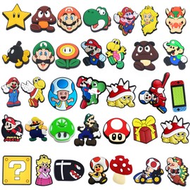 Ubephant Mario Shoe Charms, Mario Shoe Badges, 35 Pieces Shoe Badges, Mario Shoe Charms, Shoe Decoration, Shoe Pins, Decoration Accessories, Birthday Gifts, Party Gifts for Children, Rubber