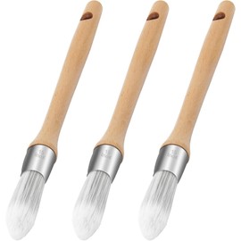 KIBBEH Pack of 3 Round Paint Brushes, Small Brushes for Walls, Pointed Fine Painting Brush for Windows and Doors Profiles, Ring Brush, High-Quality Synthetic Bristles & Ergonomic Solid Wood Handle