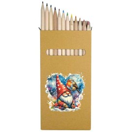 Azeeda 12 x 'Garden Gnome & Robin' Long 178mm Coloured Pencils/Pencil Set (PE00066197)