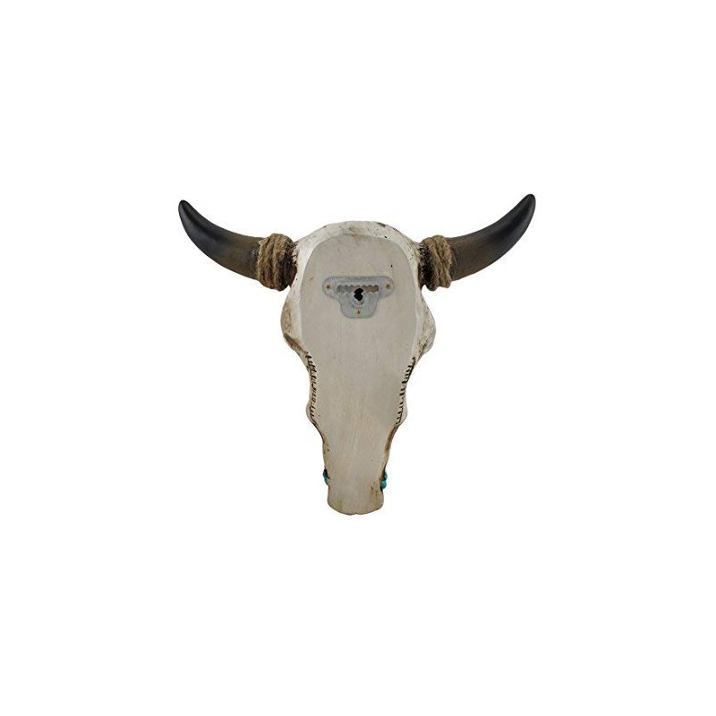 De Leon Collections Distressed Tooled Leather Cow Bull Skull with