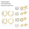 ASH'S CHOICE 12 Pairs Multipack Earrings Silver 925 Hoop Earrings