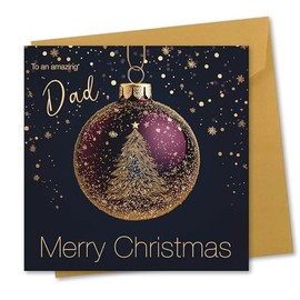 Christmas Card for Dad. Bauble Design. Eco-friendly & UK Made. Verse Inside. 148x148mm card size.