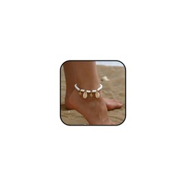 KONPJE Starfish Shell Anklet for Women Gold Starfish Charm Ankle Bracelet Silver Elastic Star Seashell Anklet Adjustable Ankle Bracelet Summer Fashion Jewelry Accessories (gold)