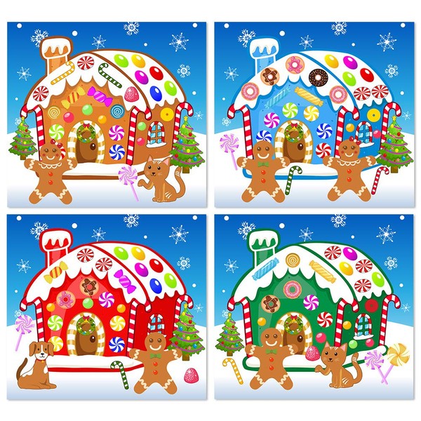 Make-A-Gingerbread House Stickers Christmas Party Game/Craft/Activity/Favor/Supplies for kids16pcs