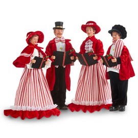RAZ Imports Carolers Figurine, 17.75-inch Height, Polyester, Plastic and Iron, Set of 4, Christmas, Home Décor