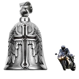 HEYOMI Guardian Bell Motorcycle Bell, Stainless Steel Motorcycle Bell Lucky Charm, Motorcycle Key Ring, Protective Bell Angel Riding Bell, Motorcycle Bell Keyring for Blessing the Peace