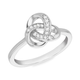 Tuscany Silver Women's Sterling Silver Rhodium Plated Trinity Knot White CZ Ring #S