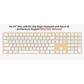 Keyboard Cover Skin for Apple Magic Keyboard with Touch ID and Numeric Keypad (for 24" iMac Magic M1 M3 M4 Chip A2520 & 2022 Mac Studio), Magic Keyboard with Touch ID Keyboard Skin Protector - TPU