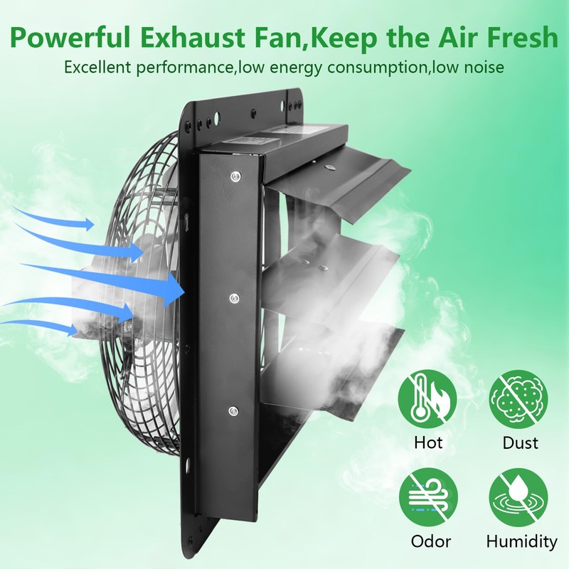 Aibabcue Shutter Exhaust Fan, 7 in Wall Mount Ventilation Fan