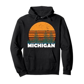 Michigan Hoodie | Vintage Retro Sunset MI State Hood Gift Pullover Hoodie