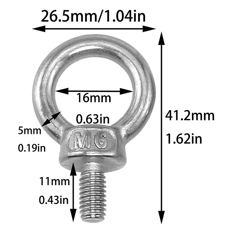 Bxian 5PCS 304 Stainless Steel M6 External Thread Mechanical Shoulder