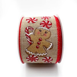 Designer’s Shop Christmas Holiday Wired Edge Ribbon 2.5” x 10 Yard for DIY Crafting, Home Décor WR 63-5120 (Gingerbread)