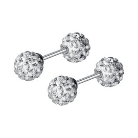 CZ Balls Double Sided Cartilage Tiny Stud Earrings 925 Sterling Silver Tragus Screw Back Crystal Ball Sleeper Barbell Labret Studs Dainty Shambhala Style Jewelry Gifts for Women Teen Girls 20G (5mm)