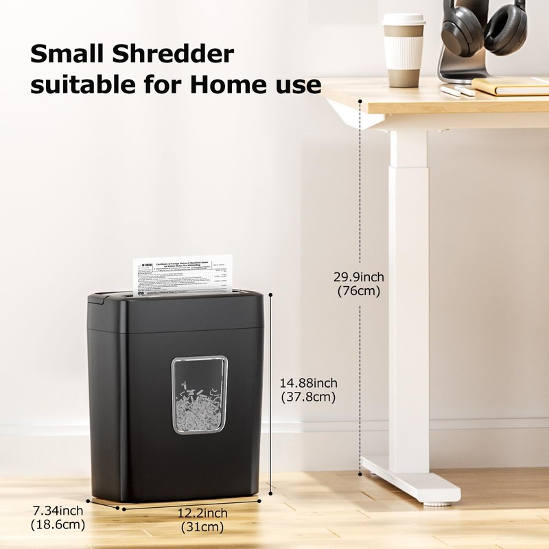 Bonsaii Paper Shredder, 8-Sheet Crosscut Shredder with 4.2 Gallon Bin