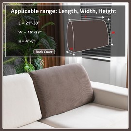 OHSIO Stretch Sofa Covers for Sectional Couch – Soft Washable Sofa Slipcovers 2 3 4 Seater, Pet-Friendly, Anti-Slip Furniture Protector(1 Piece Back Couch Cover, Brown)