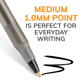 BIC Round Stic Xtra Life Black Ballpoint Pens, Medium Point (1.0mm), 10-Count Pack of Bulk Pens, Flexible Round Barrel for Writing Comfort, No. 1 Selling Ballpoint Pens
