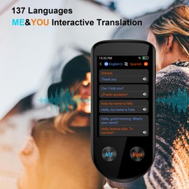 Language Translator Device, Language Translator Two Way with Voice/Offline/Photo 137 Languages, Translator Device No WiFi Needed, Real-Time Portable AI Translator for Travel Learning Business